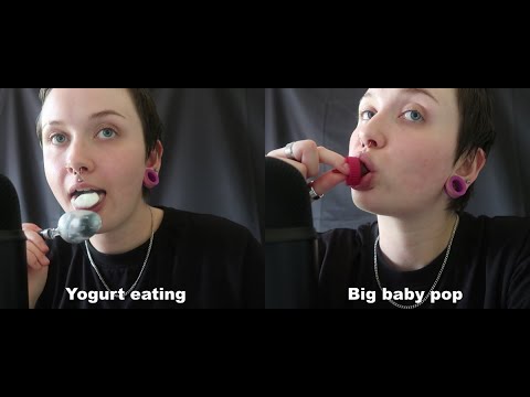 ASMR Yogurt Eating/Lid Licking & Big Baby Pop Candy