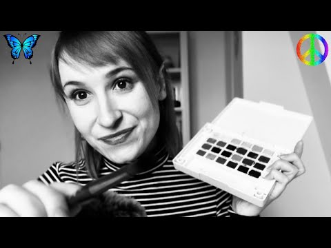 ASMR Painting Your Face at a Festival 🎨 I Black & White [Soft Spoken]
