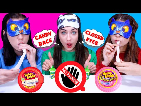 ASMR Candy Race with Closed Eyes Food Challenge By LiLiBu