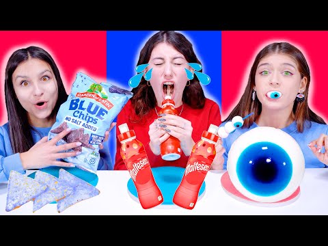 Red Food VS Blue Food Candy Challenge | Mukbang By LiLiBu