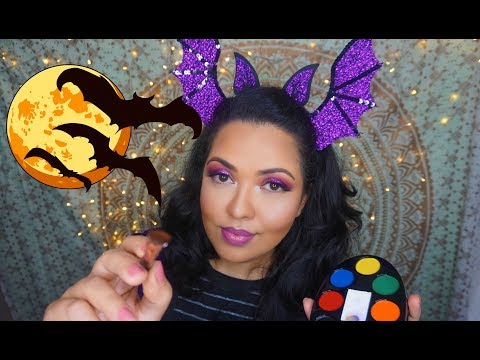 ASMR Friends Paints your Face for Halloween Soft Speaking Tongue Clicking