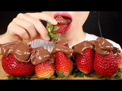 ASMR Nutella Strawberries Eating Sounds Mukbang