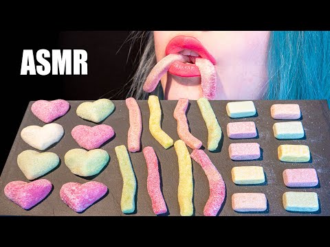 ASMR: SOUR MARSHMALLOW HEARTS, FRIES & CHEWS | Sour Fizzy Candy 🍭 ~ Relaxing [No Talking|V] 😻