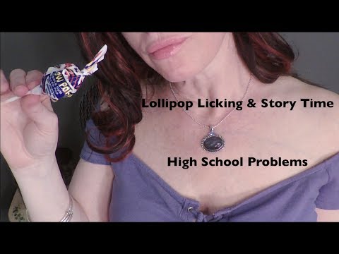 ASMR Lollipop Eating, Story Time: Problems in High School. Whispered