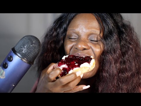 Everything Bagel With Cream And Jelly ASMR Eating Sounds