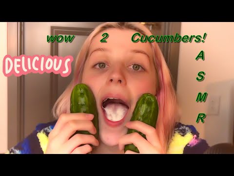 ASMR- Cucumber Sucking But With Two of Them