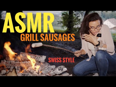 ASMR Gina Carla 😋 Grilling Sausages on a Camping Fire in the Woods of Switzerland 🇨🇭