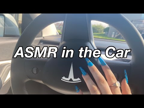 ASMR in the car! tapping and scratching in a Tesla Model-Y 🚙 🚘
