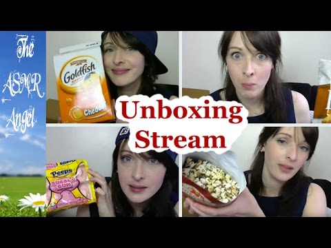 ASMR Unboxing, Eating and Whispering Video - Food from the USA Live Stream