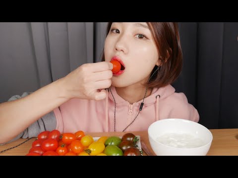 [Eng Sub][ASMR] 무지개 방울 토마토?! 요거트와 같이 아삭아삭 이팅 사운드