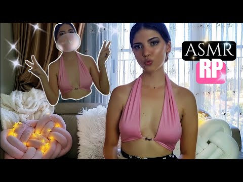 ASMR Popular Girl is Giving YOU Tips on How To Be a CoolKid! Chewing Gum & Gloves (ASMR High School)