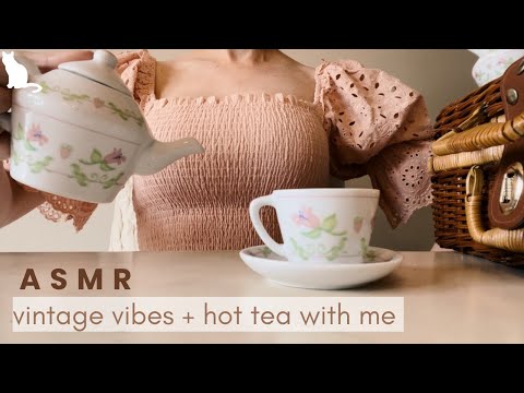 ASMR - have tea with me! Vintage tea set unboxing, glass sounds, soft spoken