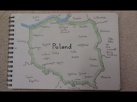 ASMR - Map of Poland - Australian Accent - Chewing Gum, Drawing & Describing in a Quiet Whisper