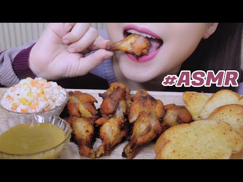 ASMR BBQ CHICKEN WINGS , Satisfying crunchy EATING SOUNDS | LINH ASMR