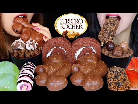 ASMR GIANT FERRERO CHOCOLATE SQUIRREL, CHOCOLATE SWISS ROLL CAKES, MOUSSE CUPS, ICE CREAM, JELLY 먹방