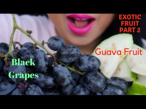 ASMR Exotic Tropical Fruits Part 2 BLACK GRAPES & GUAVA 🍇🍈 *Crunchy Eating Sounds* No Talking 먹방