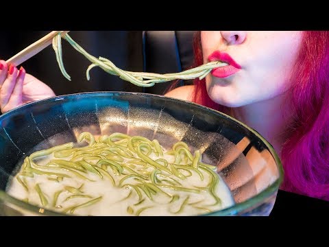 ASMR: Coconut Candy Ramen w/ Green Noodles | Thai Tapioca Dessert 🇹🇭 ~ Relaxing Eating Sounds [V] 😻