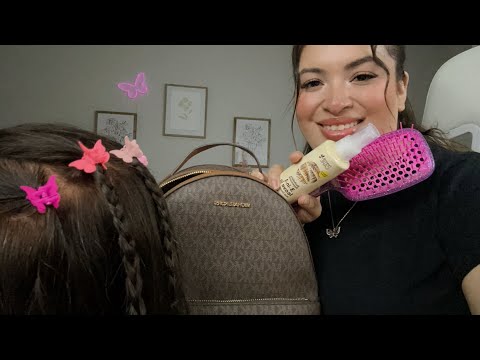 ASMR| Girl that’s always late to class sits behind you- plays & braids your hair; ads 🦋 clips