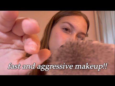 ASMR fast and aggressive doing ur makeup with long nails 💅