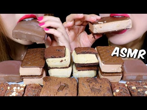 ASMR CHOCOLATE BROWNIE ICE CREAM SANDWICH, FUDGY BROWNIE, BROWNIE BRITTLE 리얼사운드 먹방 | Kim&Liz ASMR