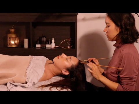 [ASMR] Real Person Thorough Scalp Check with Sticks + Shoulder, Neck & Back Chinese Acupoint Massage