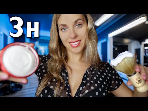 3h Rain ASMR Haircut and SPA for Deep SLEEP, massage, shave, soft spoken personal attention