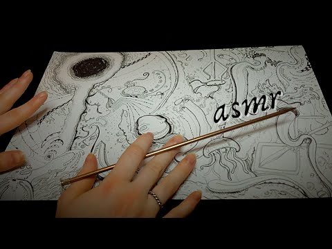ASMR ☾ Relaxing Tracing and Slow Whispering (tracing my drawing)