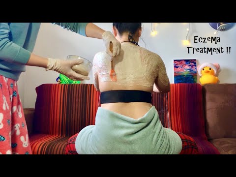 ASMR Soothing Her Eczema! Colloidal Oat Treatment (Back + Arms) w. a Moisturizing Massage (Whispers)