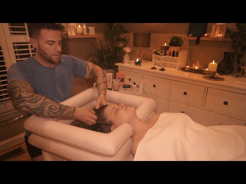 ASMR | Wife Gets Luxury Hair and Facial Treatment At Home | Whispered Couple