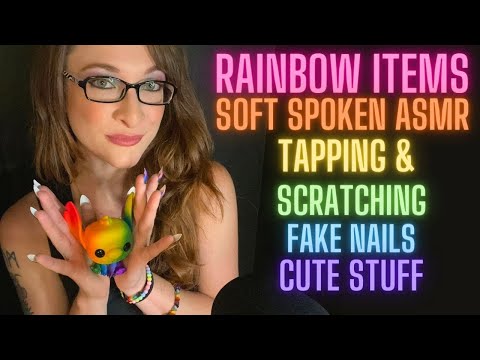 Rainbow Cute Stuff Soft Speaking ASMR Tapping Scratching Fake Nails