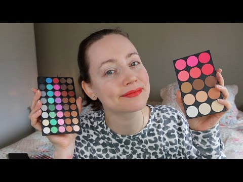 ASMR Whisper MAKEUP Walk Through & Rummaging 💄 Color Swatches 💋 Crinkle Sounds & Face Dabbing