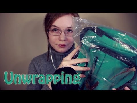 Unwrapping Backpack | Whisper, Crinkles, Scratching, Fabric Sounds | Binaural HD ASMR