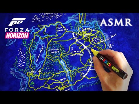 ASMR Drawing Forza Horizon 4 Map | 1 hour Soft Spoken