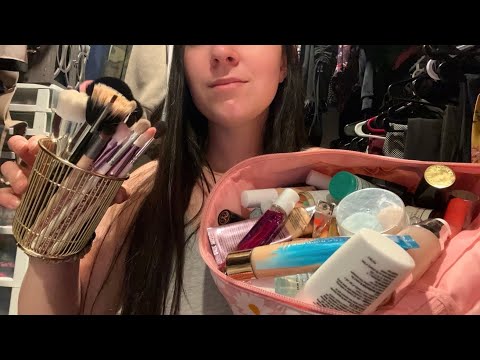 ASMR Doing Your Makeup (rummaging, brushing, lid, & sponge sounds)
