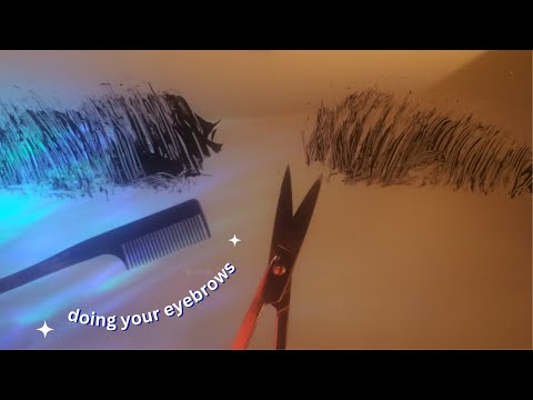 ASMR First Person Doing Your Eyebrows, Plucking, Light Triggers, Slight Gum Chewing, Snipping, etc