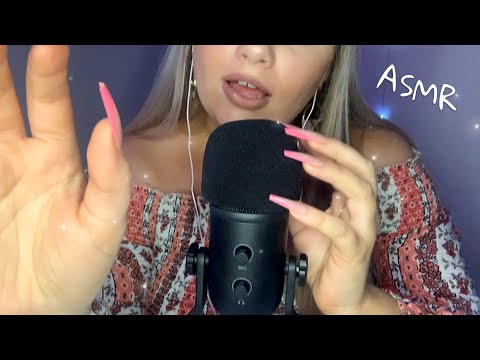 ASMR Hand Movements, Face Touching, Trigger words, Mic scratching, Mouth Sounds (long nails) ✨