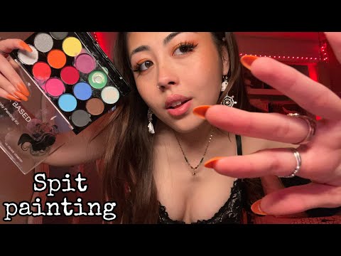 ASMR spit painting your Halloween face paint 🎨💀(Halloween ASMR 🎃👻)