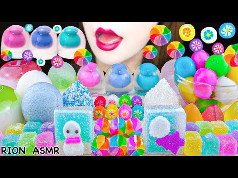【ASMR】WAGASHI PARTY🍡⛄️ SNOWMAN JAPANESE JELLY,ROUND WAFER,MINI CANDY MUKBANG 먹방 EATING SOUNDS