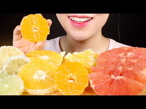 ASMR Juicy and Tangy Fruits | Grapefruit, Mandarin, Orange, Lemon, Lime | Eating Sounds Mukbang