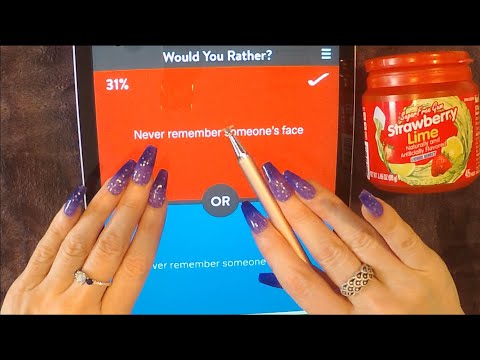 ASMR Gum Chewing Playing Would You Rather on iPad | Whispered Glass Tapping
