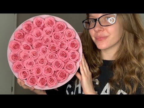 ASMR Unboxing + Reviewing Rose Forever New York - Pearl Pink Rose Bouquet