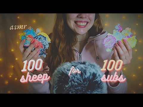 ASMR 🐑 Counting 100 Sheep for 100 Subscribers! 🎉 (Slow, Whispered Counting for Relaxation/ Sleep)