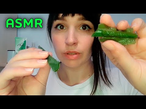 ASMR|АСМР Массаж Алое и Уход за кожей лица | Face care, massage алоэ | Догляд за обличчям, червоне