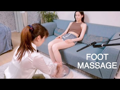 優しいフットバスとしっかりフットマッサージ／ASMR Foot Massage