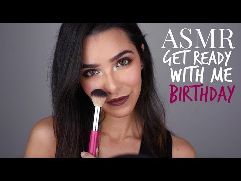 ASMR Get Ready With Me: My Birthday! (Makeup tutorial, lid sounds, tongue clicking, mascara sounds)