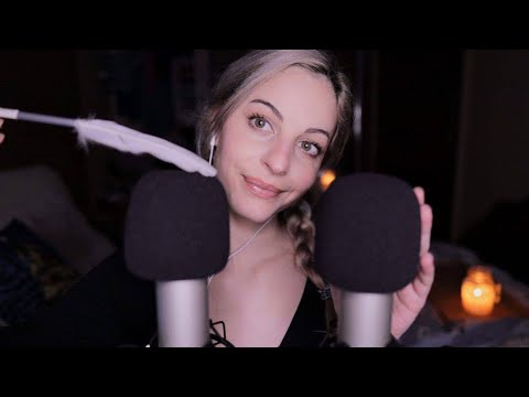 ASMR Slow Microphone Scratching 3 Different Ways (feather, foamy cover and without foamy cover)