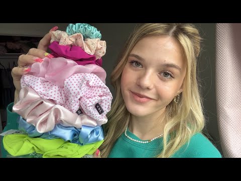 ASMR For Charity 🌻 Scrunchie Haul + Tying Your Hair Back