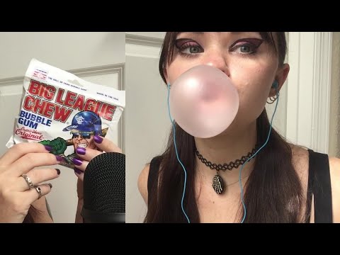 ASMR gum BiG League CHEW baseball bubblegum BUBBLES Snaps Smacks Pops Satisfying Mouth sounds