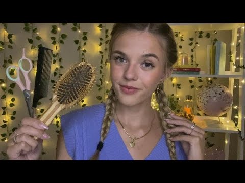ASMR Braiding & Trimming Your Hair In Class ✁ (overlay sounds)