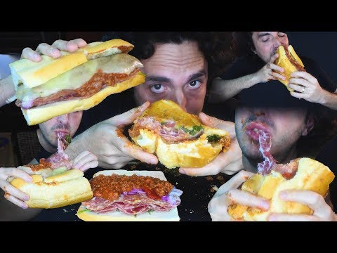BIG A** HOT N SAUCY Italian Sandwich ! ASMR ( Real Sounds ) 자막 字幕  ਉਪਸਿਰਲੇਖ | Nomnomsammieboy